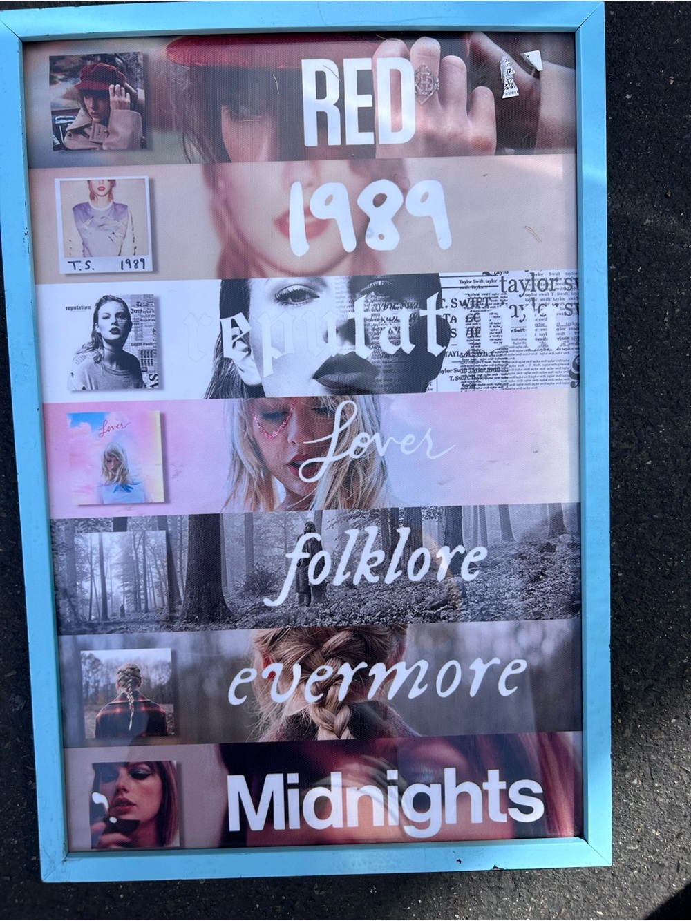 Blue Framed Taylor Swift Album Collage Wall Art